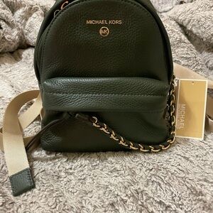 Michael Kors Green Backpack with Gold Accents